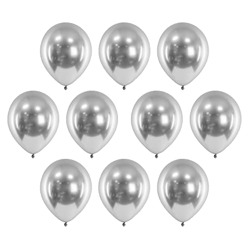 10 Stück Glossy Luftballons in Silber 30cm Chrom-Ballons von DekoHaus