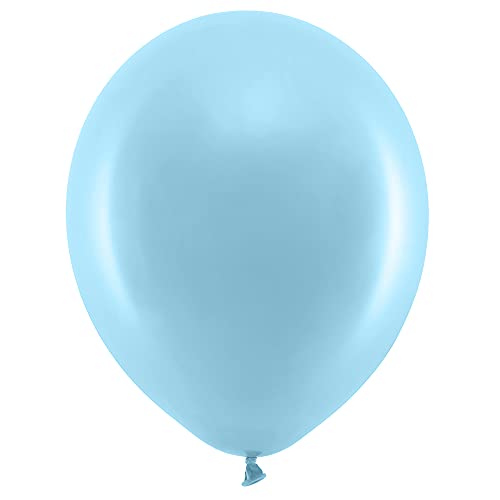 10 Stück Rainbow Luftballons Pastell in Hellblau 30cm Partyzubehör von DekoHaus