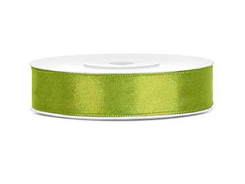 25 m x 12 mm Rolle Satinband Geschenkband Schleifenband Dekoband Satin Band (Apfelgrün) von DekoHaus