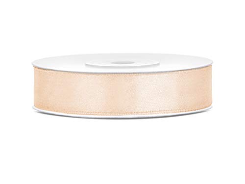 25 m x 12 mm Rolle Satinband Geschenkband Schleifenband Dekoband Satin Band (Creme) von DekoHaus