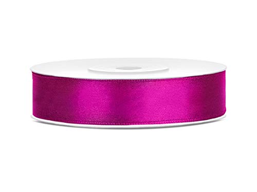 25 m x 12 mm Rolle Satinband Geschenkband Schleifenband Dekoband Satin Band (Fuchsia) von DekoHaus