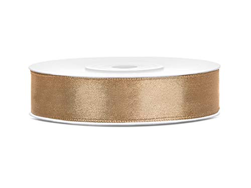 25 m x 12 mm Rolle Satinband Geschenkband Schleifenband Dekoband Satin Band (Gold) von DekoHaus