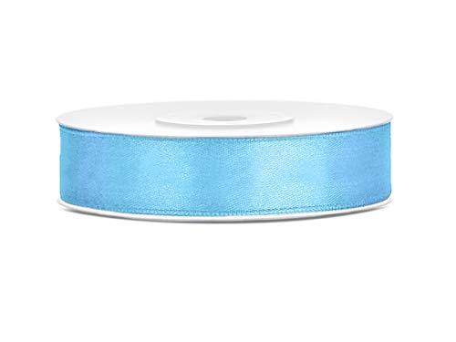 25 m x 12 mm Rolle Satinband Geschenkband Schleifenband Dekoband Satin Band (Hellblau) von DekoHaus