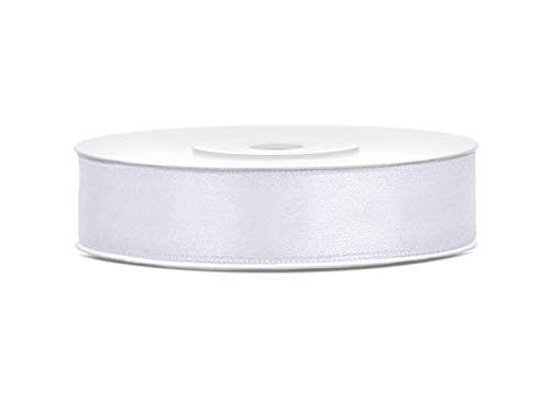 25 m x 12 mm Rolle Satinband Geschenkband Schleifenband Dekoband Satin Band (Weiß) von DekoHaus