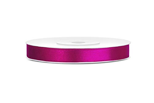 25m x 6mm Rolle Satinband Geschenkband Schleifenband Dekoband Satin Band (Fuchsia) von DekoHaus