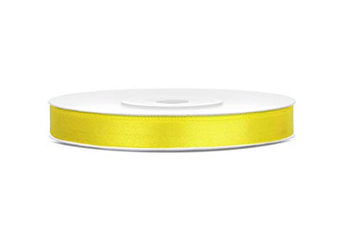 25m x 6mm Rolle Satinband Geschenkband Schleifenband Dekoband Satin Band (Gelb) von DekoHaus