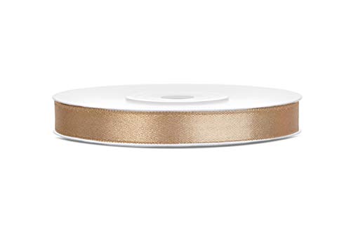 25m x 6mm Rolle Satinband Geschenkband Schleifenband Dekoband Satin Band (Gold) von DekoHaus