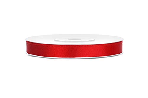 25m x 6mm Rolle Satinband Geschenkband Schleifenband Dekoband Satin Band (Rot) von DekoHaus