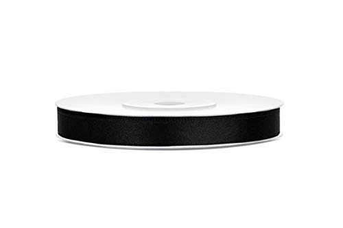 25m x 6mm Rolle Satinband Geschenkband Schleifenband Dekoband Satin Band (Schwarz) von DekoHaus