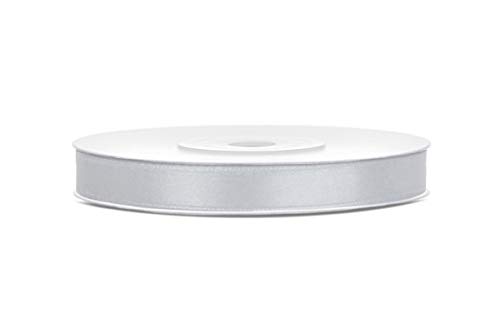 25m x 6mm Rolle Satinband Geschenkband Schleifenband Dekoband Satin Band (Silber) von DekoHaus