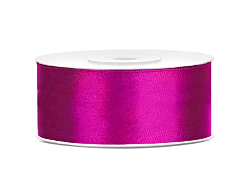 25mm x 25m Rolle Satinband Geschenkband Schleifenband Dekoband Satin Band (Fuchsia) von DekoHaus