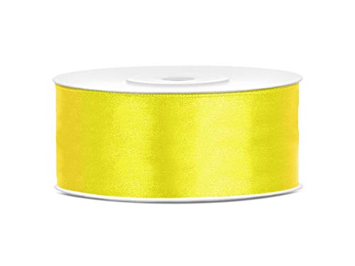 25mm x 25m Rolle Satinband Geschenkband Schleifenband Dekoband Satin Band (Gelb) von DekoHaus