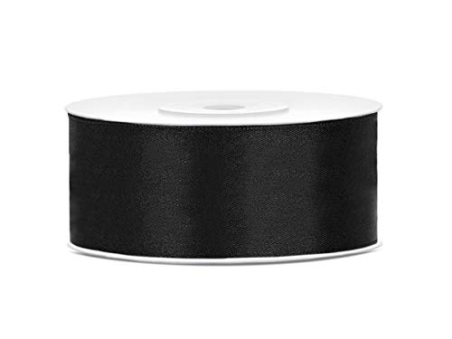 25mm x 25m Rolle Satinband Geschenkband Schleifenband Dekoband Satin Band (Schwarz) von DekoHaus