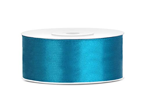 25mm x 25m Rolle Satinband Geschenkband Schleifenband Dekoband Satin Band (Türkis) von DekoHaus