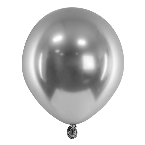 50 Stück Glossy Luftballons in Dunkel Silber 12cm Chrom-Ballons von DekoHaus