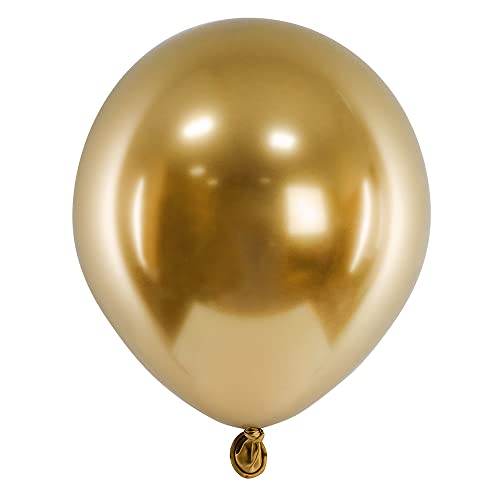 50 Stück Glossy Luftballons in Gold 12cm Chrom-Ballons von DekoHaus