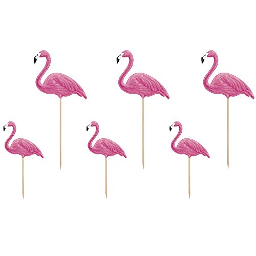 6 Stück Cupcake Topper Flamingo in Rosa 15cm-23,5cm Tortenaufleger Kuchendekoration Muffindekoration Candybar von DekoHaus