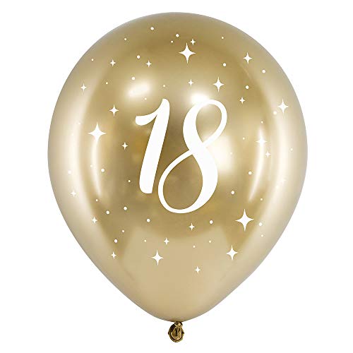 6 Stück Glossy Luftballons zum 18. Geburtstag in Gold 30cm Chrom-Ballons von DekoHaus