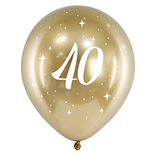 6 Stück Glossy Luftballons zum 40. Geburtstag in Gold 30cm Chrom-Ballons von DekoHaus