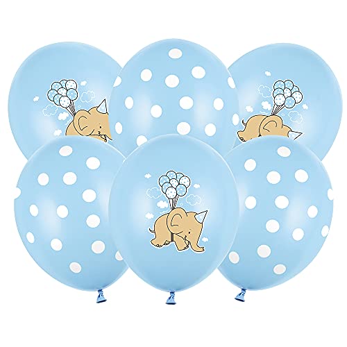 6 Stück Luftballons Set Elefant Pastel Baby Blue Mix 30cm Partyzubehör von DekoHaus