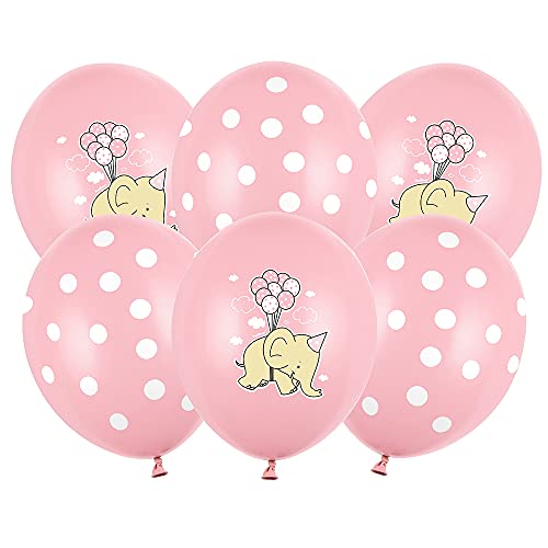 6 Stück Luftballons Set Elefant Pastel Baby Pink Mix 30cm Partyzubehör von DekoHaus