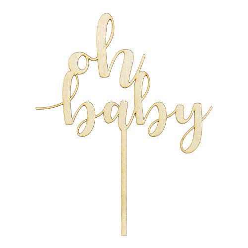 DekoHaus Cake Topper Oh Baby aus Holz 13,5x17cm Kuchendekoration Tortenfigur von DekoHaus