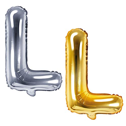 DekoHaus Folienballons Buchstaben/Zahlen Höhe 35 cm Farben: Gold oder Silber (L, Silber) von DekoHaus