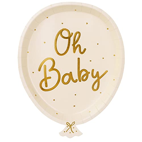 Pappteller Luftballons mit der Aufschrift Oh Baby (1 Packung / 6 Stk.) von DekoHaus