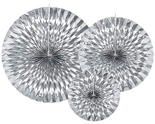 Dekorative Rosetten, 3 Stück, Silber, 23-40 cm, Papierrosetten RPK12-018M von DekoHaus