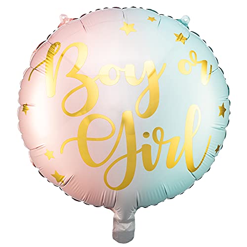 Glänzender Folienballon in Farbmischung mit Aufschrift Boy or Girl 35cm von DekoHaus