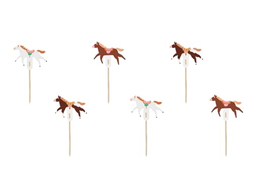 Muffin-Dekorationen - Pferde, 13 cm, Mix - Perfekte Kuchendekoration für Partys (1 Set / 6 Stück) von DekoHaus