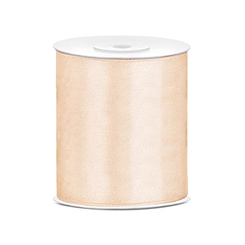 Satinband 100mm x 25m Farbauswahl Dekoband Schleifenband (Creme) von DekoHaus