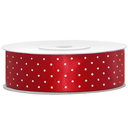 Satinband in Rot mit Weiße Punkten 25 mm/25m Dekoband Satinband in Rot mit Weiße Punkten 25 mm/25m Dekoband von DekoHaus