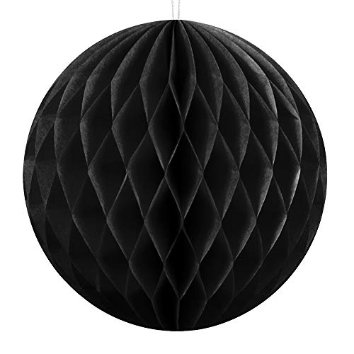 Wabenball 10cm, 20cm oder 30cm viele Farben Honeycomb Wabenbälle aus Seidenpapier (Schwarz, 20cm) von DekoHaus