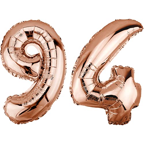 DekoRex Folienballon Rosegold 40cm Geburtstag Jubiläum Hochzeit Deko (Zahl 94) von DekoRex