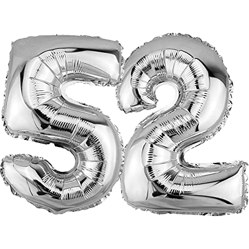 DekoRex Folienballon Silber 82cm Geburtstag Jubiläum Hochzeit Deko (Zahl 52) von DekoRex