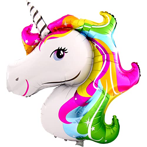 DekoRex Folienballons Einhorn Kopf 85cm Kindergeburtstag Mädchen Party Deko von DekoRex