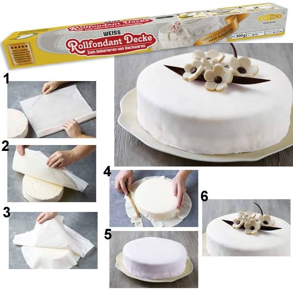 Rollfondant Decke weiß, 300g, 36cm, zum Dekorieren von Backwaren von Dekoback GmbH