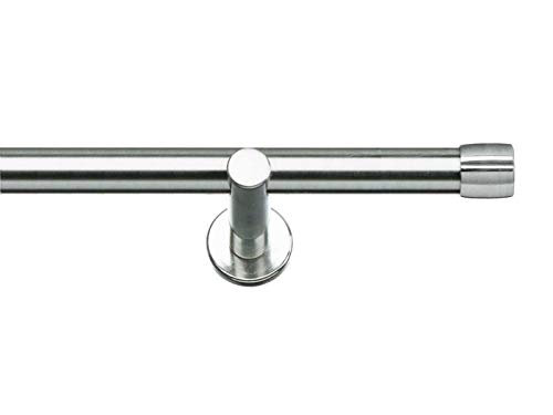 Dekobase Vorhang Gardinenstange Metall Andrax Wand Montage komplett Set, 20 mm Ø, Edelstahl-Optik, 100 cm von Dekobase