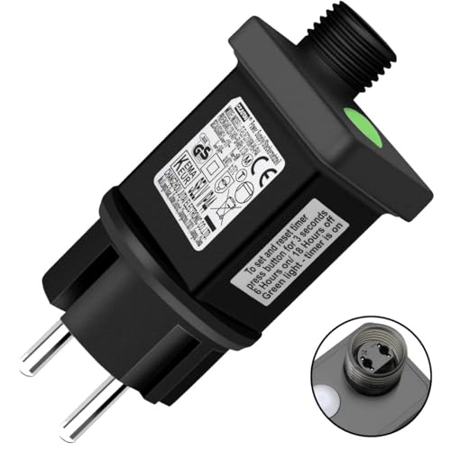 Dekofun 31V EU Stecker 8 Modi Lichterkette Netzteil Adapter mit Timer, Speicherfunktion, IP44 Wasserdicht Transformator für Weihnachtsbeleuchtung Lichternetz Lichterkette Lichtervorhang von Dekofun