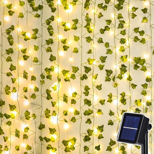 Dekofun Solar Lichterkette Aussen 10M/32Ft 100 LED Efeu Lichterkette Solar, 8 Modi Balkon Deko Wetterfest for Aesthetic Room Decor, Balkon Beleuchtung Solar für Terrassen Wand Zimmer Garten Außen Deko von Dekofun