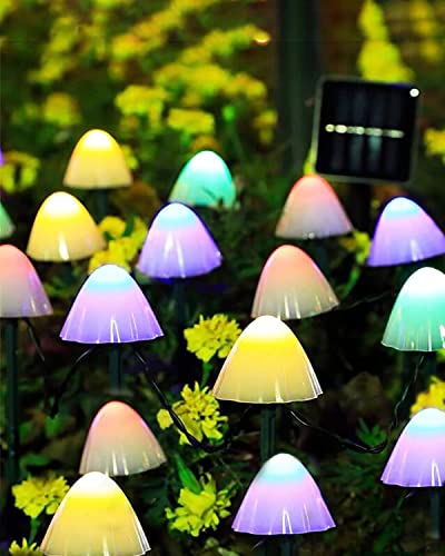 Dekofun Solar Lichterkette Aussen 20 LED Pilze Deko, 8 Modi Leuchtpilze Led Deko Wasserdicht Solarlampen für Außen Garten, Pilz Lampe für Garten Rasen Balkon Terrassen Ostern Deko - Mehrfarbig von Dekofun