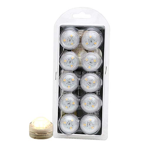 Dekohelden24 10er Set Kunststoff LED-Licht mit 3 Dioden, zum drehen. Wasserfest, Warmweiß, Maße L/B/H: 3 x 3 x 2,5 cm., 540010 von Dekohelden24