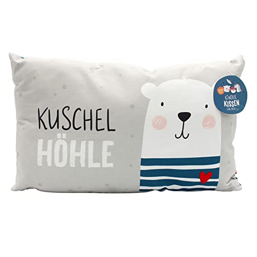 Dekohelden24 Kinder-Kuschel Kissen mit Bär/Aufschrift - Kuschelhöhle - L/B/H ca. 40 x 13 x 23 cm, 100% Baumwolle von Dekohelden24