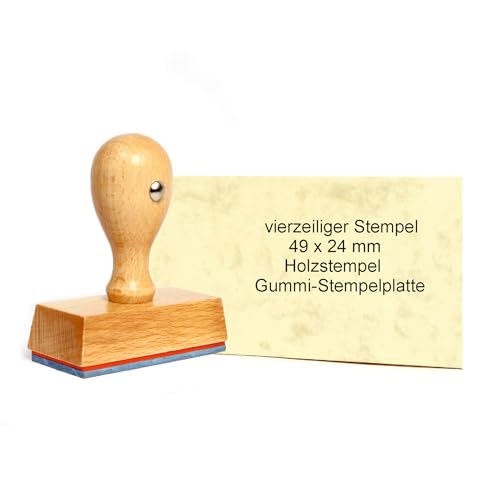 Dekolando Holzstempel Stempel personalisiert 1zeilig bis 6zeilig - Firmenstempel mit Wunschtext personalisieren - Namensstempel Adressstempel (4 Zeilen | 49 x 24 mm) von Dekolando