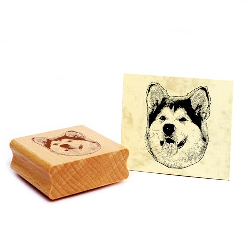 Dekolando Motivstempel Alaskan Malamute Stempel Hund Holzstempel 37 x 48 mm von Dekolando