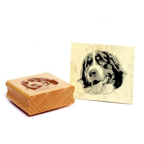 Dekolando Motivstempel Berner Sennenhund Stempel Hund Holzstempel 48 x 44 mm von Dekolando