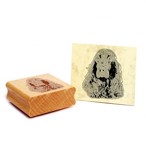 Dekolando Motivstempel Field Spaniel Stempel Hund Holzstempel 41 x 48 mm von Dekolando