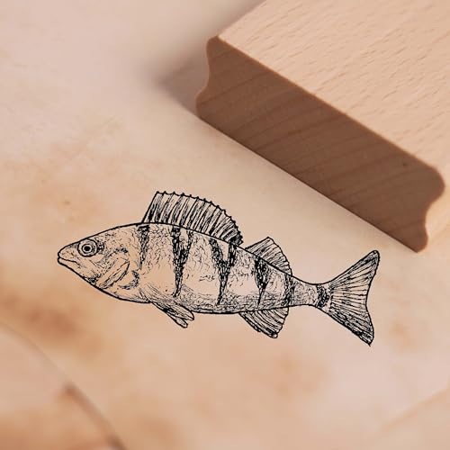 Motivstempel Barsch - Fisch Stempel Flussbarsch Holzstempel Scrapbooking 58 x 28 mm von Dekolando