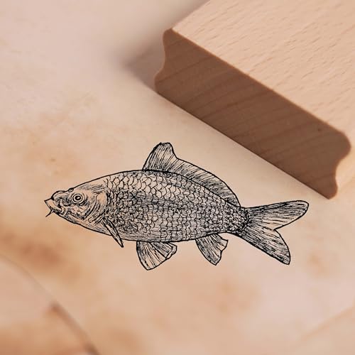 Motivstempel Karpfen - Fisch Stempel Flussbarsch Holzstempel Scrapbooking 58 x 28 mm von Dekolando